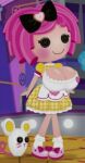 1girl ai_generated apron big_breasts bitty_buttons black_bow black_eyes blush bow breasts button_eyes cleavage cleavage_cutout clothing clothing_cutout creamcherrypieai_(artist) crumbs_sugar_cookie doll doll_girl dress edited edited_screencap female female_only frills hair_bow huge_breasts lalaloopsy large_breasts living_doll mga_entertainment mouse murid murine pink_footwear pink_hair plaid plaid_dress ragdoll short_hair short_sleeves smile socks solo standing stuffed_toy