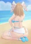  1girl absurd_res ass ass_focus beach bikini blonde_hair djames eunie_(xenoblade) head_wings high_res huge_ass medium_hair ocean sandals swimsuit wings xenoblade_(series) xenoblade_chronicles_3 