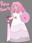 big_breasts breasts cartoon_network cleavage milf phooma12345 phooma12345_(artist) pink_eyes pink_hair rose_quartz rose_quartz_(steven_universe) shield steven_universe sword weapon