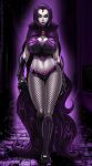 1girl big_breasts boots breasts cleavage dc_comics dcau female female_only forehead_jewel fuckable goth grey_skin hair huge_breasts insanely_hot makeup outdoors raven_(dc) standing teen teen_titans wilko