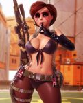 3d belly bra breasts gun helen_parr navel rasmus-the-owl the_incredibles weapon