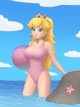 big_breasts breasts cleavage one-piece_swimsuit princess_peach rplatt super_mario_bros. swimsuit