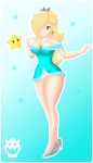 big_breasts blonde_hair blue_eyes breasts cleavage crown dress luma magnus-bowser rosalina super_mario_bros.