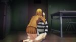 anime ass blonde_hair blush bottomless ecchi gif kissing midorikawa_hana no_panties prison_school skirt