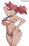  1girl bikini breasts capcom curvy earrings el_shaka huge_breasts iroaya_madoi jewelry kei_(bekei) madoi_iroaya mega_man mega_man_battle_network mega_man_nt_warrior plump rockman rockman_exe smile swimsuit thighs twin_tails wide_hips 