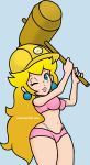  big_breasts breasts fasc1nation hammer princess_peach super_mario_bros. super_mario_maker weapon 