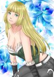 1girl alluring blonde_hair blue_eyes cleavage emilie_de_rochefort high_res kneel namco tekken tekken_tag_tournament_2 tokyotakuan_17