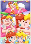  2_girls bbmbbf big_breasts blonde_hair blush breasts brown_hair comic imminent_yuri multiple_girls nintendo nude nude_female palcomix palcomix*vip princess_daisy princess_peach super_mario_bros. when_the_bros_are_away yuri 