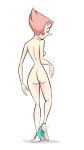 1girl alien aqua_panties ass breasts herny looking_down nude panties panties_around_legs pearl pink_hair steven_universe white_background