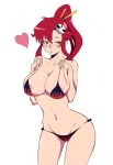 1girl big_breasts bikini blush breasts female female_only hair heart long_hair looking_at_viewer nipples red_hair side-tie_bikini solo sugi_(goodcat) tengen_toppa_gurren-lagann undressing yellow_eyes yoko_littner