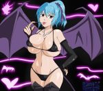 >:) >:p :p bat big_breasts bikini black_bikini black_swimsuit breasts greengiant2012 heart kurono_kurumu kurumu_kurono long_fingernails long_nails nail_polish red_nails rosario_to_vampire sharp_fingernails sharp_nails succubus swimsuit tongue tongue_out