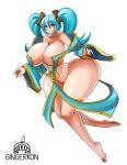 ass big_ass big_breasts breasts gingerkon gingerkon_(artist) league_of_legends pussy smile sona