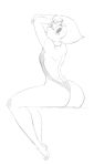 1girl ass big_eyes blush bubble_butt bulumble-bee cartoon_network feet female_only huge_ass large_ass looking_at_viewer looking_back pearl pointy_nose round_ass short_hair sketch solo steven_universe swimsuit thick_thighs thighs toes wide_hips