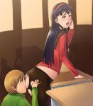  amagi_yukiko ass big_ass big_breasts breasts chie_satonaka female_only geshtar persona_4 pussylicking satonaka_chie torn_clothes yukiko_amagi yuri 