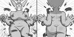  1girl 2boys anthro ass bbw big_ass blush dinosaur embarrassing general_zera heart male multiple_boys nickelodeon nude scalie smile surprise teenage_mutant_ninja_turtles triceratons triceratops 