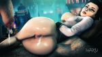 3d after_sex anal anus ass beautiful big_ass big_breasts bioshock:_infinite black_hair blue_eyes breasts cum cum_in_ass elizabeth fuckable gaping_anus haku_(artist) insanely_hot nipples pussy semen sperm