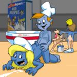  animated ass ass_grab blonde_hair blue_skin crackle_(rice_krispies) crossover cum cum_inside doggy_position ejaculation elf from_behind gif internal_cumshot mascots pop_(rice_krispies) rice_krispies sextoon smurfette snap_(rice_krispies) the_smurfs uncensored vaginal 