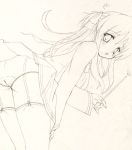 ass bent_over garter_belt hair_ribbon lace lace-trimmed_panties lace-trimmed_thighhighs legwear minase_shuu monochrome panties quiz_magic_academy ribbon shalon stockings thighhighs underwear wand