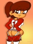 ass bare_ass jockstrap looking_back lynn_loud pants_down ponytail rayryan_(artist) shorts the_loud_house undressing