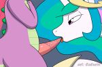 1girl 2016 caluriri dragon equine erection fellatio feral friendship_is_magic gif horn licking male mammal my_little_pony oral penis penis_lick princess_celestia_(mlp) scalie sex spike_(mlp) tapering_penis tongue tongue_out winged_unicorn wings