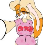 1_female 1_girl 1girl anthro big_breasts breasts female female_only furry lagomorph mammal mature_female nipple_bulge rabbit sega selfie smile solo standing vanilla_the_rabbit viktor2