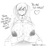 1girl alternate_breast_size areolae big_breasts breasts bukkake caption cum cum_on_breasts cum_on_face cum_on_hair dialogue english exposed_breasts facial female fire_emblem fire_emblem:_kakusei fire_emblem_awakening giant_breasts gigantic_breasts hair heart huge_areolae huge_breasts hyper_breasts insanely_hot iron-0xide large_areola large_areolae large_breasts long_hair love massive_breasts monochrome nipples no_panties pussy severa slut solo text topless torn_clothes tsundere twin_tails white_background