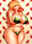  big_breasts bikini breasts cleavage jassycoco nami one_piece swimsuit watermelon watermelon_bikini watermelon_print 