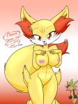 2girls angry animal_ears big_breasts breasts chespin cute fennekin furry looking_at_viewer nipples nude orange_eyes pokemon pokemon_xy pussy small_breasts smile tail theoretical-chaos