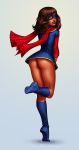 1_female 1_girl 1girl ass big_ass brown_eyes brown_hair dark-skinned_female dark_skin female female_only kamala_khan long_hair marvel ms._marvel skirt solo standing thong