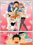 big_breasts blue_hair bottomless breasts brock brown_hair comic dawn empty_eyes femsub green_hair hair happy_trance jimryu jimryu_(artist) long_hair maid maledom may misty nude nurse_joy officer_jenny pink_hair pokemon red_hair short_hair stockings text topless