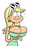 big_breasts blonde_hair breasts dress hair huge_breasts leni_loud scobionicle99 the_loud_house