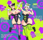 2girls ass breasts bubble_butt callie_(splatoon) deep_skin fangs gigantic_ass gloves hair hat headgear huge_ass huge_breasts inkling jay-marvel large_breasts marie_(splatoon) mole nintendo pointy_ears shiny_skin sisters splatoon squid_sisters tentacle tentacle_hair text thighhighs tight_clothes tongue tongue_out yellow_eyes