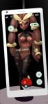  1girl anthro black_sclera blush breasts brown_fur cellphone english_text full_body fur furry lopunny mega_evolution mega_lopunny nintendo nipples nude oneofyouare open_mouth phone pink_eyes poke_ball pokemon pokemon_go pokemorph pole pussy stripper_pole text video_games 