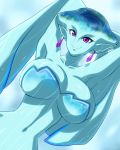 286c alluring armpits arms_up belly big_breasts breasts bursting_breasts cleavage earrings exhibitionism fish_girl huge_breasts hyrule_warriors jewelry looking_at_viewer midriff monster_girl navel nintendo nude ocarina_of_time princess_ruto purple_eyes smile the_legend_of_zelda water wet zelda_musou zora