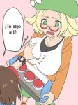 bel_(pokemon) bianca_(pokemon) blonde_hair breasts breasts_grab glasses green_eyes huge_breasts humans_of_pokemon poke_ball pokemon pokemon_(game) pokemon_black_and_white pokemon_bw pokemon_bw2 shocked surprised