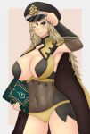 1girl 1girl armpits big_breasts blonde_hair blush book breasts cape cleavage covered_navel fire_emblem fire_emblem_fates hat leotard midriff navel nintendo ophelia_(fire_emblem) revealing_clothes roaamuje_(artist) skin_tight smile wink