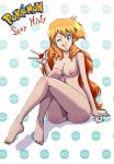 1girl acpuig aqua_eyes big_breasts breasts cute hair insanely_hot long_hair looking_at_viewer misty nipples nude orange_hair poke_ball pokemon pussy sitting smile underbutt