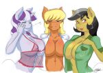  1girl 2016 anthro big_breasts breasts cleavage clothed clothing daring_do earth_pony equine friendship_is_magic furry group horn horse huge_breasts mammal ms_harshwhinny_(mlp) my_little_pony pegasus pony the-unicorn-lord twilight_velvet unicorn wings 