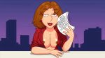  1girl breasts brown_hair diane_simmons edit family_guy female_only hot_summer_night lipstick news_reporter nipples strike-force sweat 