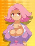  ace_attorney april_may big_breasts breasts cleavage nirriti pink_hair red_eyes shouchiku_umeyo 