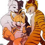  3boys ahegao anal anal_penetration animal_genitalia anthro anthro_only anus barefoot big_dom_small_sub canine crazedg cum cum_drip dog double_anal dripping erection feline fox furry gaping gaping_anus group group_sex humanoid_feet larger_penetrating larger_penetrating_smaller lifted looking_pleasured male male/male male_ahegao male_only mammal miles_&quot;tails&quot;_prower nude open_mouth penetration penis pull_out retracted_foreskin sega sex sheath signature size_difference smaller_penetrated sonic_(series) spread_anus spreading tapering_penis threesome tiger two_doms_one_sub uncut white_background 