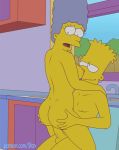 age_difference animated bart_simpson blue_hair gif girl_on_top hair incest kitchen marge_simpson milf mother_and_son sfan son the_simpsons yellow_skin