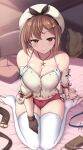  1girl 1girl 1girl atelier_(series) atelier_ryza big_breasts big_breasts breasts brown_eyes brown_hair cleavage clothed clothed_female female_focus female_only hat kasai_shin kneel light-skinned_female light_skin naughty_face reisalin_stout short_hair smile solo_female solo_focus tagme teen thick_thighs video_game_character video_game_franchise 