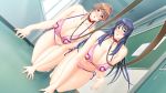  2girls bikini breasts cleavage collar hentai human_pet kyonyuu_hitozuma_onna_kyoushi_saimin leash lingerie naoko_daimon nipples on_knees teacher 