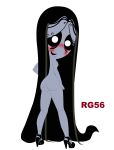  ass black_hair blush freckles high_heels misery nude ruby_gloom 