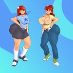 2girls ass big_ass big_breasts breasts cleavage female female_only jay-marvel johnny_test mary_test siblings sister_and_sister sisters slutty_outfit susan_test test_twins twins