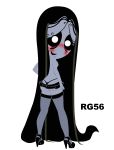  ass black_hair black_panties blush freckles high_heels misery ruby_gloom 