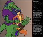  1girl 2016 anthro anus areola armpits big_breasts breasts canine carmelita_fox crocodile crocodilian english_text erect_nipples erection fox furry green_balls green_penis group highres hyper hyper_penis imminent_sex male mammal nipples penis pussy reptile scalie sly_cooper_(series) sparrow_(artist) testicles text video_games 