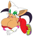 1girl 1girl anthro bat big_breasts blue_eyes breasts cleavage clothed clothing furry gloves high_res huge_breasts lips mammal michiyoshi rouge_the_bat sega