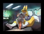 1girl 3_toes anthro breasts digimon disney foot_fetish footjob furry high_res judy_hopps lagomorph male male/female mammal nipples nude penis pussy rabbit renamon siroc toes zootopia